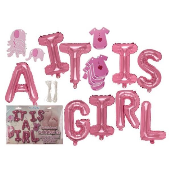 Διακοσμητικό σετ γέννησης ροζ «It' s a girl» Διακοσμητικό σετ γέννησης ροζ «It' s a girl»