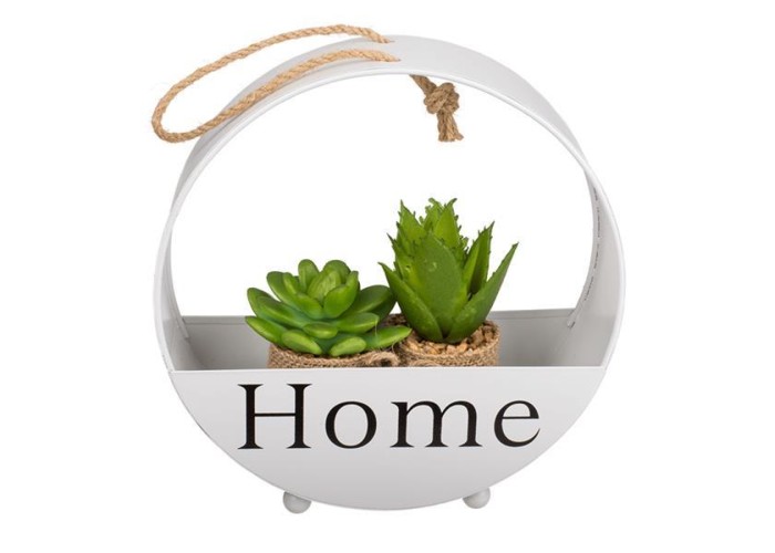 Κασπώ μεταλλικό στρογγυλό HOME λευκό 21,8x8,2x22,4εκ.