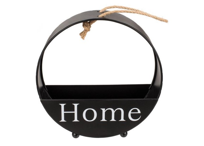 Κασπώ μεταλλικό στρογγυλό HOME μαύρο 21,8x8,2x22,4εκ.