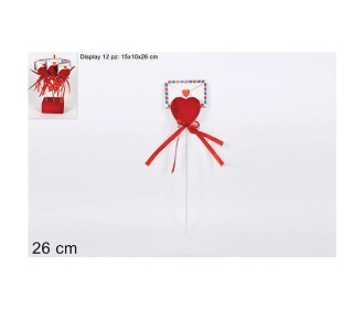 Διακοσμητικό στικ καρδιά βελούδινη 26εκ.