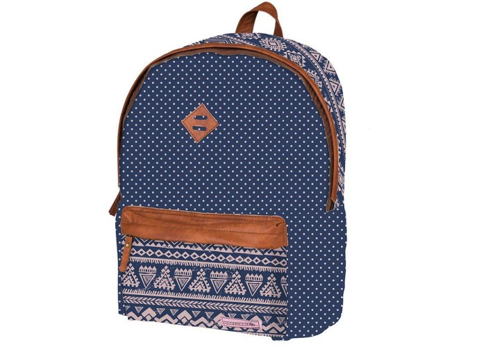 Marshmallow τσάντα πλάτης μπλε πουά με 2 θήκες 41x32x14εκ.