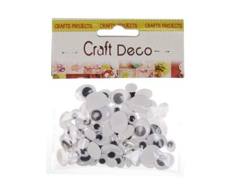 Αυτοκόλλητα μάτια χειροτεχνείας οβάλ 75τεμ