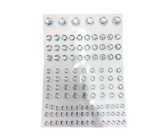 Στράς αυτοκόλλητα ασημί 130τεμ σε καρτέλα