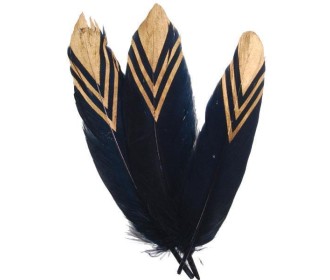 Φτερό μαύρο-χρυσό 19εκ. Φτερό μαύρο-χρυσό 19εκ.