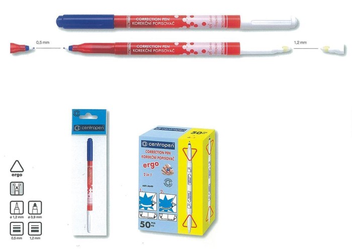 Centropen διορθωτικό στυλό διπλό 0.5mm - 1.2mm Centropen διορθωτικό στυλό διπλό 0.5mm - 1.2mm