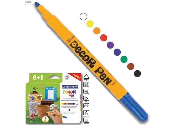 Centropen μαρκαδόροι decor pen 8+1 χρώματα