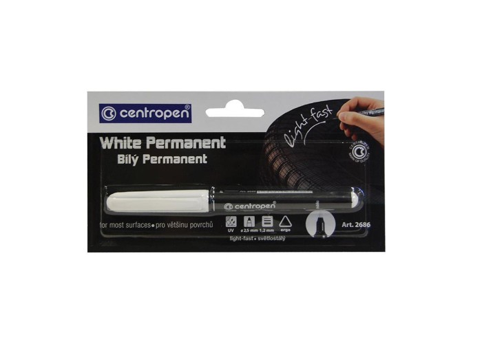 Centropen μαρκαδόρος λευκός ανεξίτηλος 1,2χιλ.