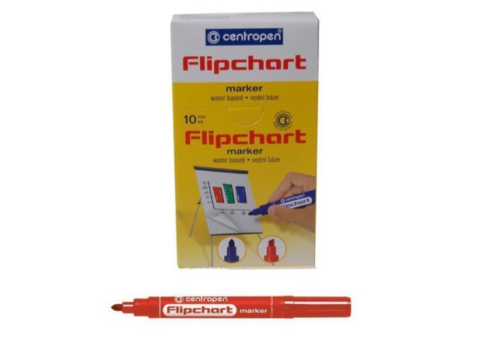 Centropen μαρκαδόρος flipchart κόκκινος τετράγωνη μύτη 4,6mm