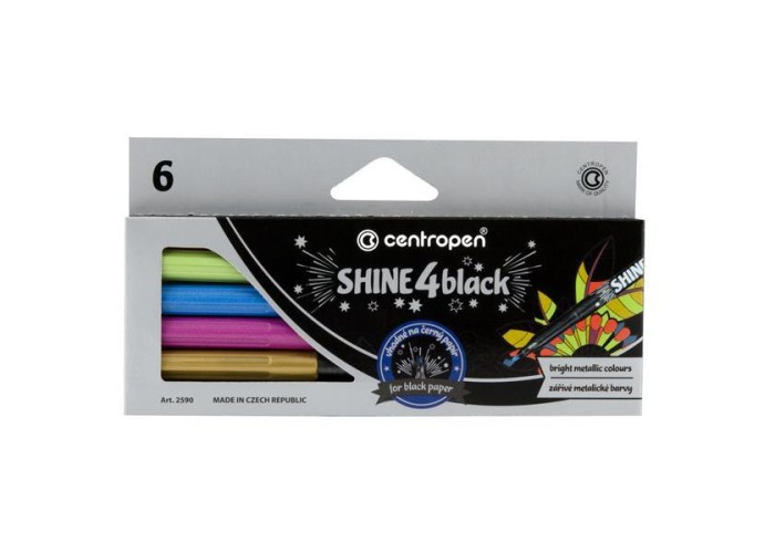 Centropen μαρκαδόροι Shine 4black 6 χρώματα