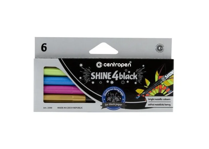 Centropen μαρκαδόροι Shine 4black 6 χρώματα