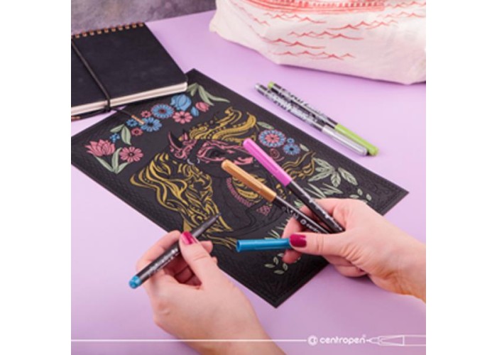 Centropen μαρκαδόροι Shine 4black 6 χρώματα Centropen μαρκαδόροι Shine 4black 6 χρώματα