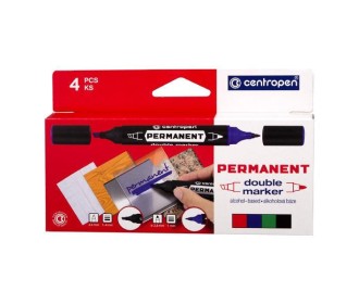 Centropen μαρκαδόροι ανεξίτηλοι σε 4 χρώματα με 2 μύτες, 4mm - 2,5mm