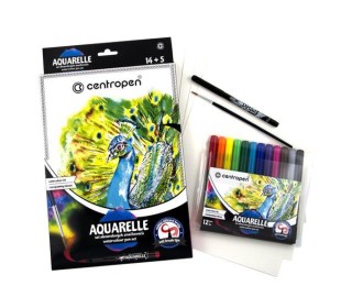 Centropen σετ ακουαρέλας με υφή πινέλου 12χρώμ.