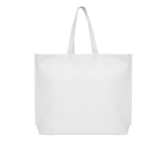 Τσάντα non woven λευκή Υ40x54x10εκ πιέτα. Δυνατότητα εκτύπωσης Τσάντα non woven λευκή Υ40x54x10εκ πιέτα. Δυνατότητα εκτύπωσης