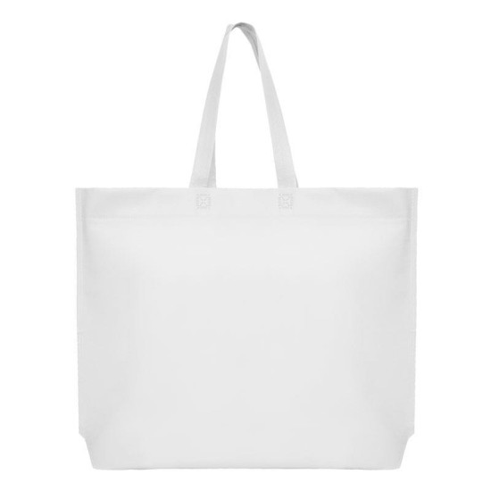 Τσάντα non woven λευκή Υ40x54x10εκ πιέτα