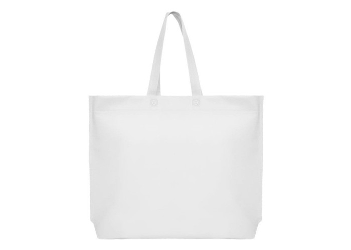 Τσάντα non woven λευκή Υ40x54x10εκ πιέτα. Δυνατότητα εκτύπωσης