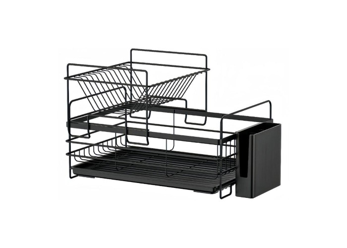 Πιατοθήκη διόροφη μεταλλική μαύρη Y26,5x39x27,5εκ.