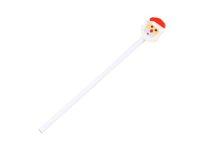 Χριστουγεννιάτικο μολύβι Υ19xØ1,3εκ λευκό με σβήστρα  Άγιος Βασίλης