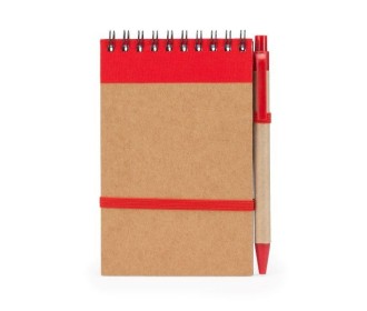 Σημειωματάριο σπιράλ Υ14,4x9,7εκ. κραφτ με κόκκινο και ασορτί στυλό 70 φυλλα