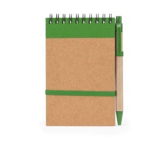 Σημειωματάριο σπιράλ Υ14,4x9,7εκ. κραφτ με πράσινο και ασορτί στυλό 70 φυλλα