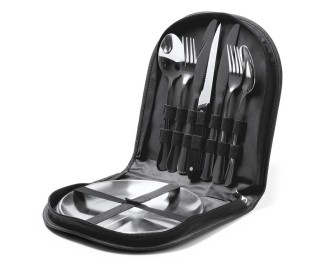 Σετ Μαχαιροπίρουνα - Πιάτων 9 τμχ ανοξείδωτο ατσάλι - Θήκη ⌀24x4εκ.