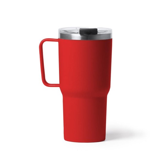 Θερμός - κούπα 600 ml κόκκινος ανοξείδωτο ατσάλι Υ18,9xØ9εκ.