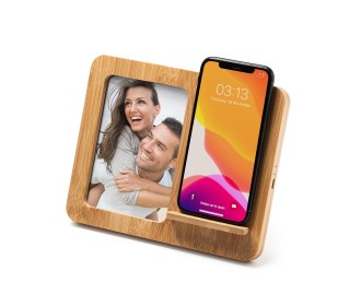 Ασύρματος φορτιστής 10W bamboo με κορνίζα φωτογραφίας 10x15εκ. Ασύρματος φορτιστής 10W bamboo με κορνίζα φωτογραφίας 10x15εκ.