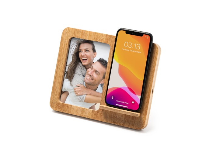 Ασύρματος φορτιστής 10W bamboo με κορνίζα φωτογραφίας 10x15εκ. Ασύρματος φορτιστής 10W bamboo με κορνίζα φωτογραφίας 10x15εκ.