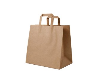 Next χάρτινη τσάντα delivery καφέ με πλακέ χερούλι Υ25x26x17εκ. Δυνατότητα εκτύπωσης