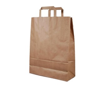 Next χάρτινη τσάντα καφέ με πλακέ χερούλι Υ41x32x12εκ. Δυνατότητα εκτύπωσης