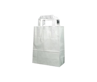 Next χάρτινη τσάντα άσπρη με πλακέ χερούλι Υ22x18x9εκ. Δυνατότητα εκτύπωσης