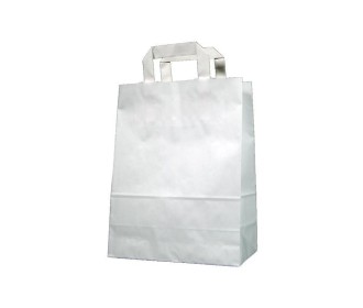 Next χάρτινη τσάντα άσπρη με πλακέ χερούλι Υ28x22x10εκ. Δυνατότητα εκτύπωσης