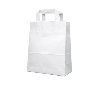 Next χάρτινη τσάντα άσπρη με πλακέ χερούλι Υ28x22x10εκ. Δυνατότητα εκτύπωσης