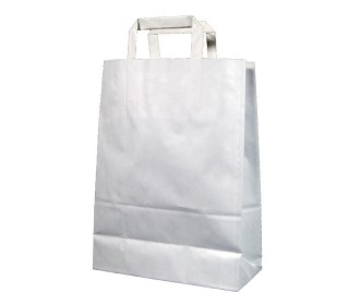 Next χάρτινη τσάντα άσπρη με πλακέ χερούλι Υ35x26x12εκ. Δυνατότητα εκτύπωσης