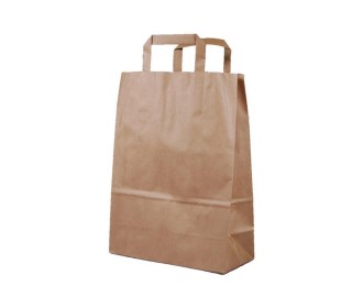 Next χάρτινη τσάντα καφέ με πλακέ χερούλι Υ28x22x10εκ. Δυνατότητα εκτύπωσης