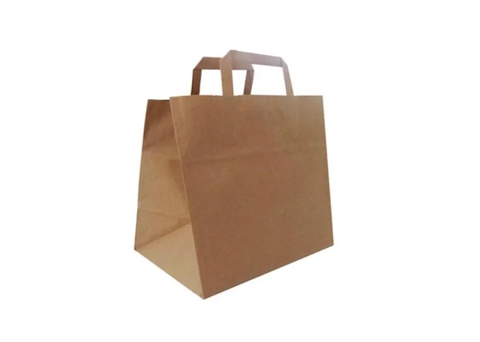 Next χάρτινη τσάντα delivery καφέ με πλακέ χερούλι Υ27x32x17εκ. Δυνατότητα εκτύπωσης
