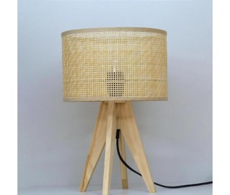 Φωτιστικό επιτραπέζιο rattan με ξύλινη βάση Υ36,5xØ24εκ. Φωτιστικό επιτραπέζιο rattan με ξύλινη βάση Υ36,5xØ24εκ.