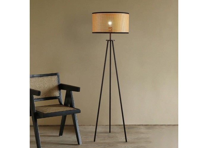 Φωτιστικό δαπέδου rattan με ξύλινη βάση Υ145xØ45εκ. Φωτιστικό δαπέδου rattan με ξύλινη βάση Υ145xØ45εκ.