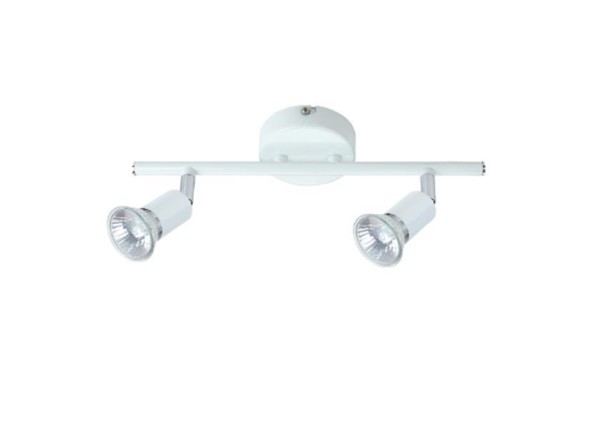 Irma II σποτ διπλό σε ράγα επιτοίχιο Ø8x 32,5xY15εκ. Λευκό