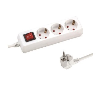 Πολύμπριζο 3θέσεων με διακόπτη, 3m μήκος και προστασία επαφών Πολύμπριζο 3θέσεων με διακόπτη, 3m μήκος και προστασία επαφών