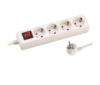 Πολύμπριζο 4θέσεων με διακόπτη, 3m μήκος και προστασία επαφών Πολύμπριζο 4θέσεων με διακόπτη, 3m μήκος και προστασία επαφών