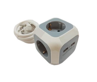 Πολύμπριζο κύβος 3θέσεων - 2 USB, 1,5m μήκος Πολύμπριζο κύβος 3θέσεων - 2 USB, 1,5m μήκος