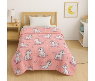 Κουβέρτα παιδική baby unicorn βελουτέ από 100% polyester 150x220εκ.