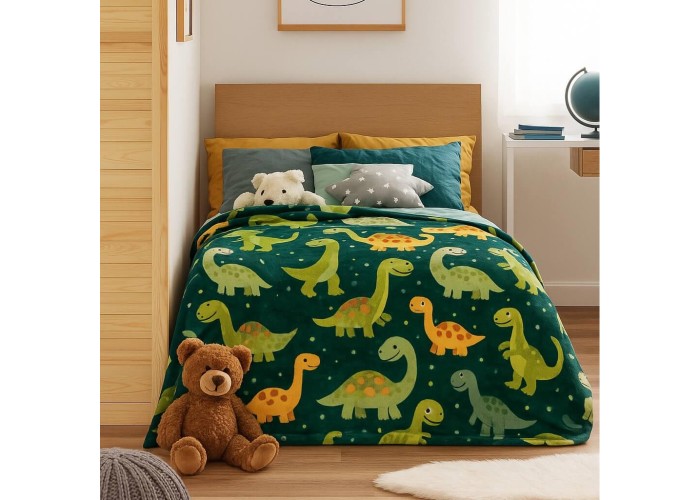 Κουβέρτα παιδική dinosaurs βελουτέ από 100% polyester 150x220εκ. Κουβέρτα παιδική dinosaurs βελουτέ από 100% polyester 150x220εκ.