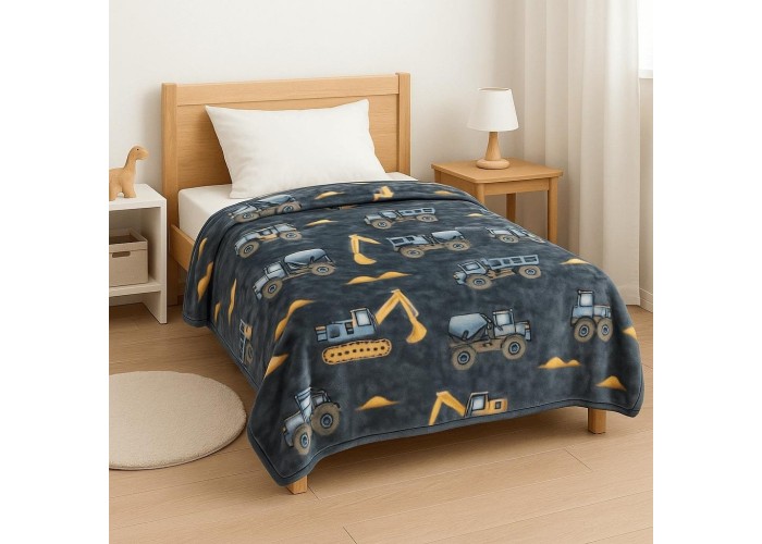 Κουβέρτα παιδική trucks βελουτέ από 100% polyester 150x220εκ. Κουβέρτα παιδική trucks βελουτέ από 100% polyester 150x220εκ.