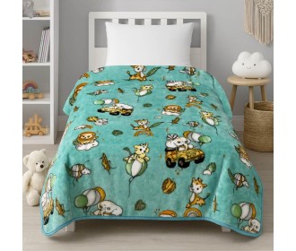 Κουβέρτα παιδική happy zoo βελουτέ από 100% polyester 150x220εκ.