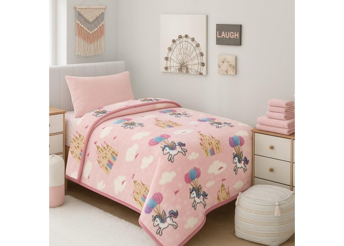 Κουβέρτα παιδική Unicorn Fly βελουτέ από 100% polyester 150x220εκ. Κουβέρτα παιδική Unicorn Fly βελουτέ από 100% polyester 150x220εκ.