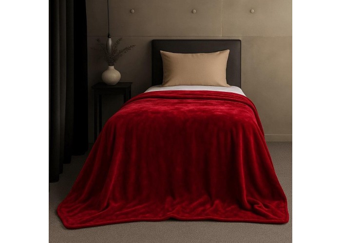 Κουβέρτα μονή κόκκινη βελουτέ από 100% polyester 150x220εκ. Κουβέρτα μονή κόκκινη βελουτέ από 100% polyester 150x220εκ.