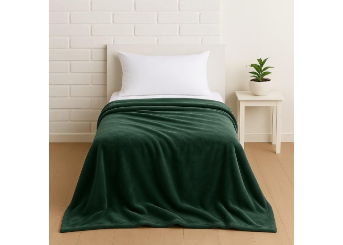 Κουβέρτα μονή πράσινη βελουτέ από 100% polyester 150x220εκ. Κουβέρτα μονή πράσινη βελουτέ από 100% polyester 150x220εκ.