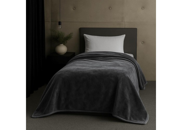 Κουβέρτα μονή γκρι βελουτέ από 100% polyester 150x220εκ. Κουβέρτα μονή γκρι βελουτέ από 100% polyester 150x220εκ.